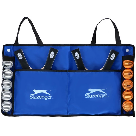 Slazenger asztalitenisz szett, 4 személyes, 15 részes: 4 ütő, 10 labda és 1 hordtáska