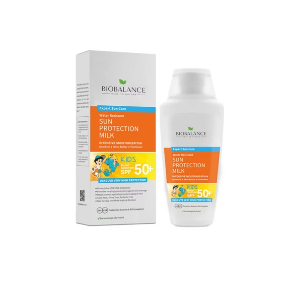 BIOBALANCE NAPTEJ GYEREKEKNEK SPF 50+ SZÉLES SPEKTRUMÚ VÉDELEMMEL, VÍZÁLLÓ 150ML